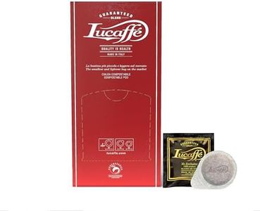 LUCAFFÈ Mr. Exclusivas vainas de café 100% arábica, Ø44mm, vainas ese, paquete de 150 vainas de papel compostable, sabor dulce, aroma de pan tostado, cuerpo medio, origen Sudamérica, Asia, África