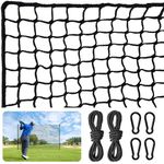 Golf Net,Golf Practice Net with Rope and Carabiners,Durable Nylon Golf Hitting Net,Weatherproof Golf Netting,Practice Barrier Nets for Golf, Baseball, Hockey, Soccer(10ft,15ft,20ft,25ft,30ft)