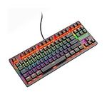 FELiCON RK2 Wired 80% Percent Mechanical Gaming Keyboard, UK Layout RGB Rainbow Light Up Tenkeyless Keyboard, Compact TKL 88 Keys, Ergonomic Stand, Waterproof for PC Mac PS4 Xbox-Red Switch/Black