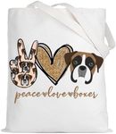 LEVLO Boxer Dog Cosmetic Make up Bag Dog Owner Gift Peace Love Boxer Makeup Zipper Pouch Bag Boxer Dog Lover Gift For Women Girls, Peace Boxer Tote, Make Up Bag