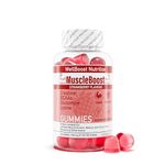 MuscleBoost Creatine BCAA Glutamine Lysine Chewable Gummies for Men & Women - 60 Gummies - 1900mg active per serving - Natural Strawberry Flavour, Suitable for Vegans