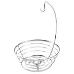 iDesign AXIS Fruit Bowl with Banana Hook, Practical Wire Fruit Basket for Vegetables made of Metal, Silver