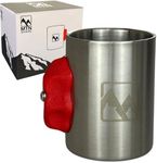 Rock Climbing Mug with Real Crimp Handle - 12oz Stainless Steel Pinch Hold Mug Climber Gift (Red)