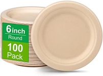 Greconv Paper Plates 6 inch, 100 Pack Paper Plates in Bulk, 100% Compostable Disposable Paper Plates, Small Paper Plates for Dessert, Cake, Appetizer, Brown Paper Plates Sturdy