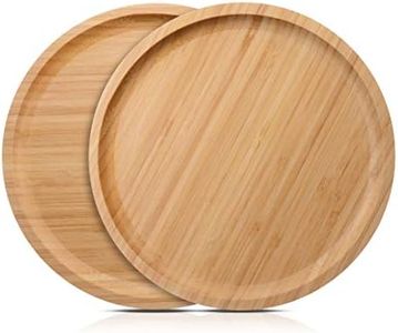 LANSEYQO 2 PCS Bamboo Plant Saucer，Round Pebble Trays for Indoor Plants Bamboo Pot Tray Saucers Indoors Suitable for 8 inch，Plants Dishes Large Saucer Bamboo for Indoors(20cm)