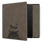 kwmobile Cover Compatible with Amazon Kindle Oasis 10. Generation Cover - eReader Case - Meow Cat Grey/Black