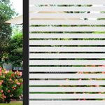 ConCus-T Window Film Privacy Cling Film Self Adhesive Frosted Window Sticker No Glue Film Stripe Vinyl Static Cling Door Window Transfers for Home Office 44.5 × 200cm