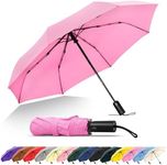 SoulRain Compact Windproof Travel Umbrella - Small, Mini Folding Parasol Kring Buckle. for Backpacks and Cars, Offering Sun & UV Protection(Pink)