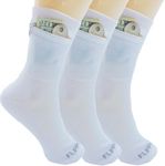 Flippysox Zipper Sock Wallet (3 Pack) - Cotton & Polyester Zipper Socks with Pockets - Fits shoe size 6-13 - White