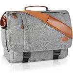 Estarer Laptop Messenger Shoulder Bag 17.3 Inch Mens Water Resistant Canvas Satchel Briefcase for Work Office (Light Grey)