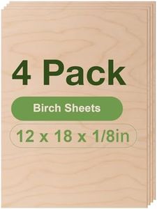 Rowood 4 Pack Birch Plywood 1/8,12x18x1/8inch,Birch Plywood 3mm Wood Sheets Thin Unfinished Wood for Laser Cutting and Engraving,DIY Adult Craft Project Kits for Ornaments, Models Drawing,Wood Burning