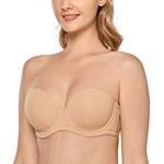 DELIMIRA Women's Underwire Contour Multiway Full Coverage Strapless Bra Plus Size Taupe Tan 38F