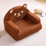 Karl home Toddler Chair Comfy, Toddler Reading Chair, Cute Animal Series Kid's Chair, Foam Kids Chair with Soft Teddy Plush, Children Sofa for Playroom Preschool, Gift for Boys Girls, Brown Bear