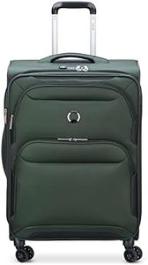 DELSEY Paris Sky Max 2.0 Softside Expandable Luggage with Spinner Wheels, Green, Checked-Medium, 24 Inch