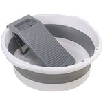 Fold Washboard Basin for Hand Washing Clothes,Non-Slip Washtub with Integrated Washboard for Hand Wash Laundry Household (Grey)