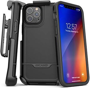 Encased Rebel Armor Belt Clip Holster Case Compatible with iPhone 12 Pro Max Shockproof Full Body Cover with Holder (Black)