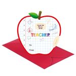 D24TIME Teacher Appreciation Cards Gifts for Women Men Apple Cute Teacher Thank You Cards from Students Last Day of School Teacher Gifts End of Year Graduation Retirement Greeting Cards with Envelopes