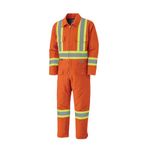 Pioneer Heavy Duty Hi Vis Insulated Work Safety Coverall for Winter - Quilted Insulated Cotton - 6 Pockets - Class 1 - Orange