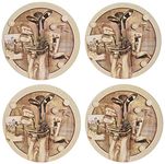 Thirstystone Golf Treasures Natural Sandstone Coaster 4 Pack Eco-Friendly, Absorbent, Easily Wipes Clean