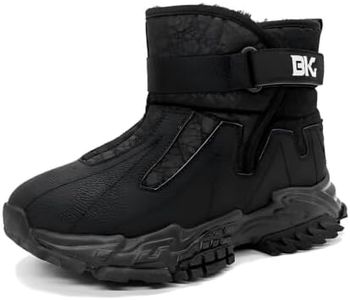 Kids Winter Snow Boots Waterproof Easy On Off Ankle Shoes Fleece Lined