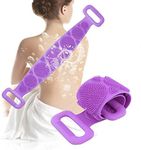 Mclear Silicon Double Side Shower Exfoliating Belt Removes Bath Towel, Rub Back Mud Silica Gel Bath Towel Shower Strap Deep Clean & Massage (Random color)