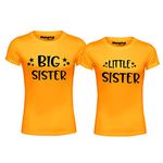 Hangout Hub Girl's Round Neck T-shirt Big Sister Little Sister (Yellow;Big Sis- 8-10 Years, Lit Sis- 4-6 Years ;) Pack of 2 Kids Sibling Family T-shirts