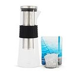 pH Renew Glass Alkaline Water Pitcher - Long Lasting Water Filter Pitcher with Multi-Stage Filtration System - Water Jug for High pH, Pure Drinking Water - 1 L / 34 Oz - White