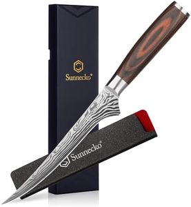Sunnecko Boning Knife with Pakkawood Handle,6 inch High Carbon German Stainless Steel Fillet Knife for Meat and Poultry