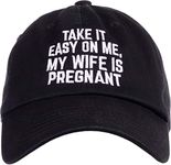 Ann Arbor T-shirt Co. Take it Easy on Me, My Wife is Pregnant | Funny Dad Be Nice Father's Baseball Dad Hat Black