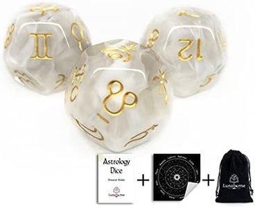 Lunaborne Astrological Divination Dice - Includes Instruction Booklet, Divination Cloth, & Velvet Drawstring Bag