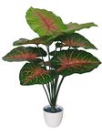 BK Mart Areca Palm Tree with 12 Long Leaves Artificial Plant with Pot (48 cm, Red)