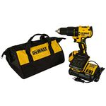 DEWALT DCD7781D2 18V 13mm Cordless Compact Brushless Hammer Drill Machine with 2x2.0Ah Li-ion batteries, Yellow