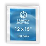 Spartan Industrial - 12” X 15” (100 Count) 2 Mil Clear Reclosable Zip Plastic Poly Bags with Resealable Lock Seal Zipper