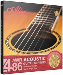 Alice Acoustic Guitar Strings Phosphor Bronze 6 String Set 12-53 Light Gauge - Warm & Bright Tone, 1 Pack AWR486-L