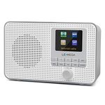 LEMEGA IR1 Portable Internet Radio WIFI,DAB/DAB+/FM Digital Radio,Bluetooth Speaker,Dual Alarms Clock,Sleep Snooze Timer,60 Presets,Headphone-Output,Colour Display,Batteries or Mains Powered - Grey