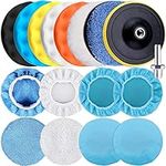 SIQUK 17 Pieces Drill Polishing Kit 5 Inch Buffing Pads Car Foam Polishing Pads Waxing Bonnet Drill Buffer Attachment for Drill