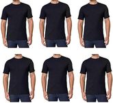 Kirkland Signature Men’s Crew 100% Cotton Tagless Neck Tee, 6-Pack (Black, Large)