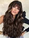 AISI QUEENS Brown Wig with Bangs fo