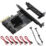 MZHOU PCIE SATA Card 6 Ports 4X PCIe SATA Expansion Card - 6 Gbps SATA 3.0 PCI Express Card - PCIe to SATA Controller Expansion Card with 6 SATA Cables and Low Profile Bracket