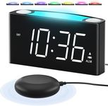 Vibrating Alarm Clock for Heavy Sleepers – Loud Alarm with Bed Shaker, 3 Wake Modes, Large 7.5” Display, 5-Level Dimmer, USB & Type-C Charging, Plug-in with Battery Backup for Bedroom, Teens & Deaf