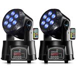 BETOPPER Moving Head Dj Lights,7 x 8W RGBW Stage Lighting Mini Moving Head, DMX DJ Disco Lights Sound Activated, Mini Moving Heads Wash Light for Parties, Club, Concert, Wedding, Disco Events(2 Packs)