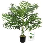 Aveyas 28 inch Fake Table Palm Tree, Faux Small Potted Plant Artificial Silk Tropical Areca Trees for Indoor Outdoor House Living Room Office Desk Tabletop Home Decor (28 in)