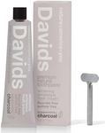 Davids Natural Charcoal Toothpaste, Peppermint, Whitening, Antiplaque, Fluoride Free, SLS Free, 160ml, Metal Tube, Tube Roller Included