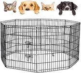 Taily 30" Dog Playpen 8 Panel Pet Cage Puppy Pen Enclosure Fence Exercise Foldable Play Yard Black