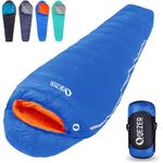 QEZER Down Sleeping Bag for Adults 0 Degree Sleeping Bag with 620 Fill Power Down Ultralight Mummy Sleeping Bag Backpacking Sleeping Bag