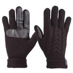 isotoner Women's Cable Knit Gloves with Touchscreen Palm Patches, Black, One Size