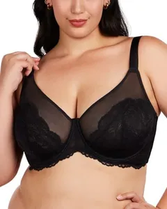 HSIA Bras for Women Lace Unlined Breast Minimizer Bra Full Coverage Bras with Underwire, Black 40DDD