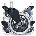 KARP Office Chair Caster Wheels - 3 Inch Office Chair Wheels Replacement, Desk Chair Wheels for Computer and Gaming Chair, Safe for All Floors and Carpets (5 Pcs)