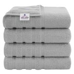 American Soft Linen Luxury Hotel & Spa Quality, Turkish Cotton, 27x54 Inches 4-Piece Bath Towel Set for Maximum Softness & Absorbency, Dry Quickly - Rockridge Grey