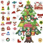 3Ft Felt Christmas Tree For Kids And Toddler, Diy Felt Christmas Tree Set, Felt Xmas Christmas Tree Decorations Kits With 32pcs Detachable Ornaments, Home Door Window Christmas Decor, Style A